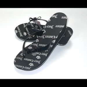 Juicy Couture Black Logo Wedge Platform Flip Flops